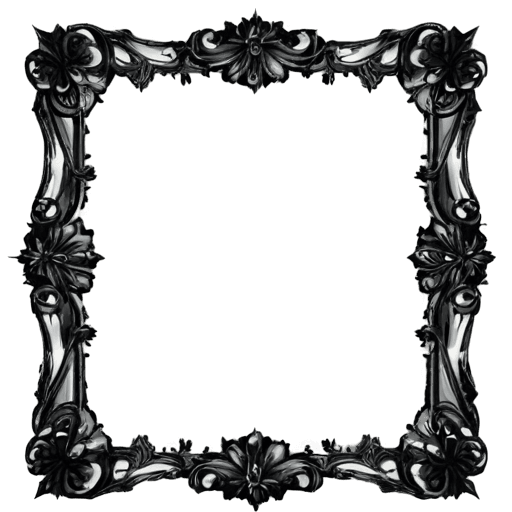 gothic rose frame png Black and white frame with floral design