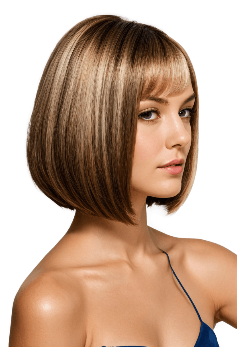 hair bob transparent png A young woman with bangs and a bob haircut