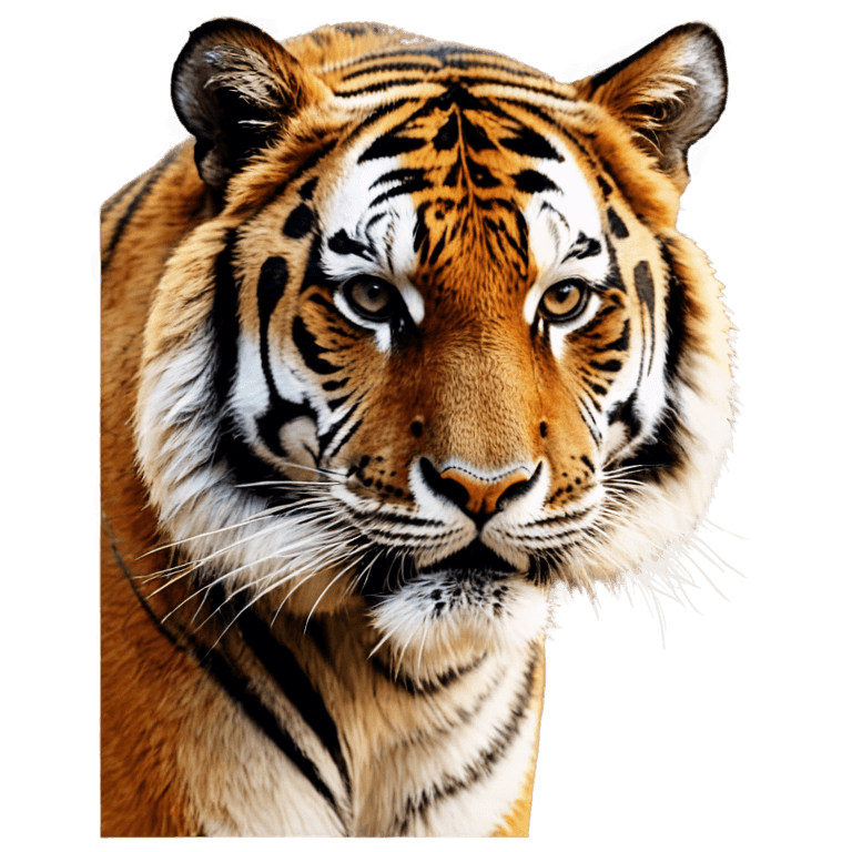 tiger,tiger skin,sacred tiger,highly detailed animal,transparent background,dynamic portrait style