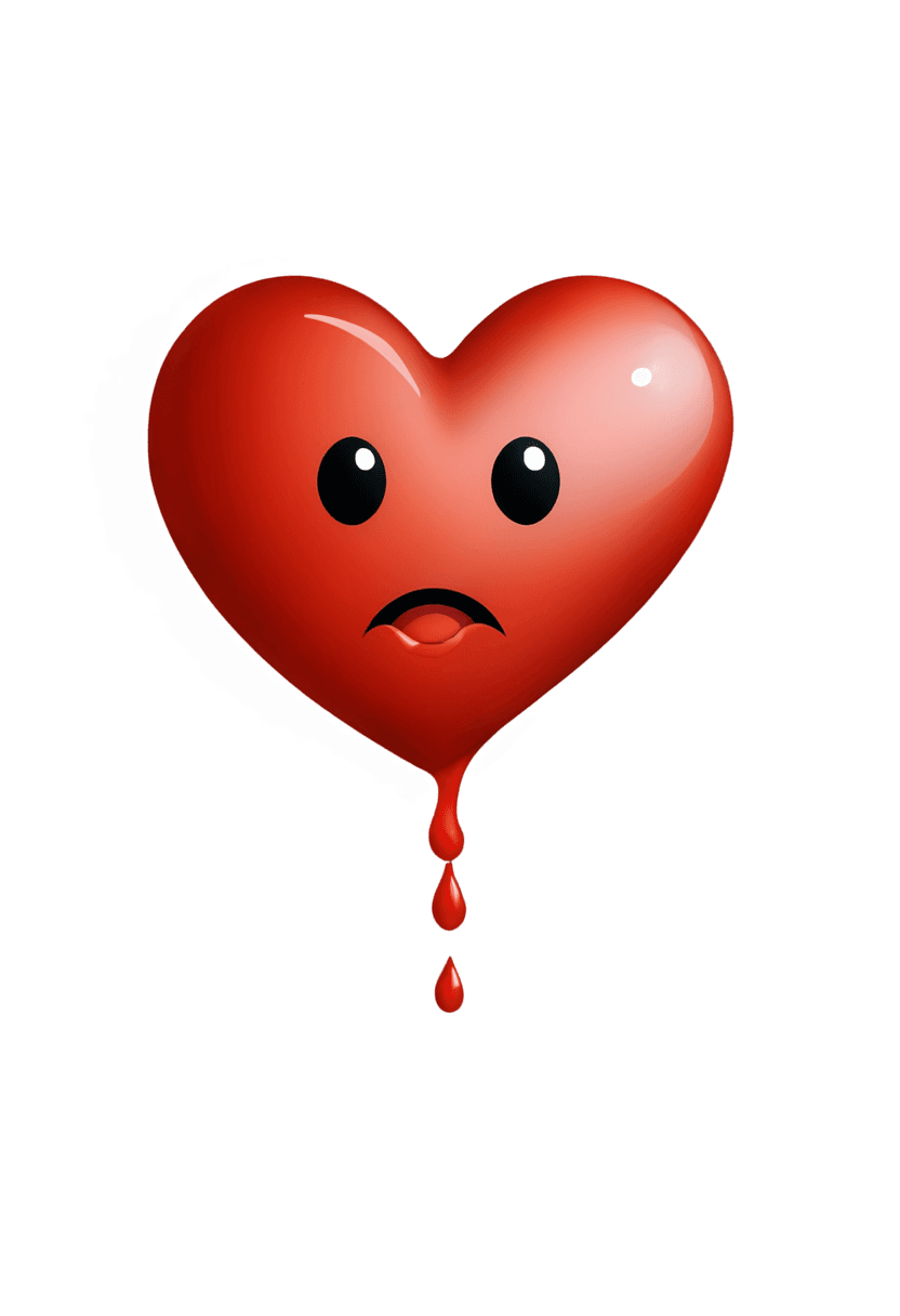 heart broken emoji png 5000x5000 A red heart with sad eyes and a drop of liquid