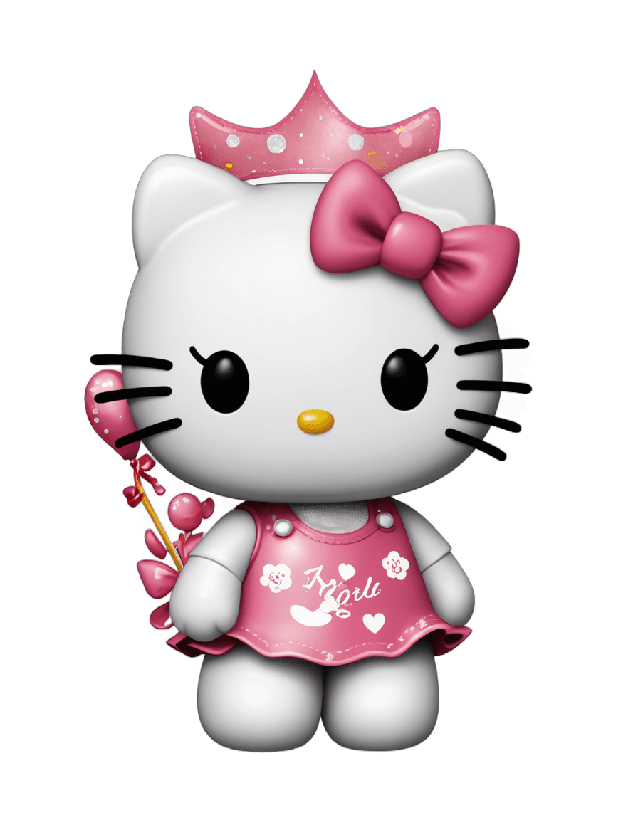 Hello Kitty，人工智能公主，拟人化母猫，全机器人！！猫咪，可爱！C4D，可爱的卡通人物