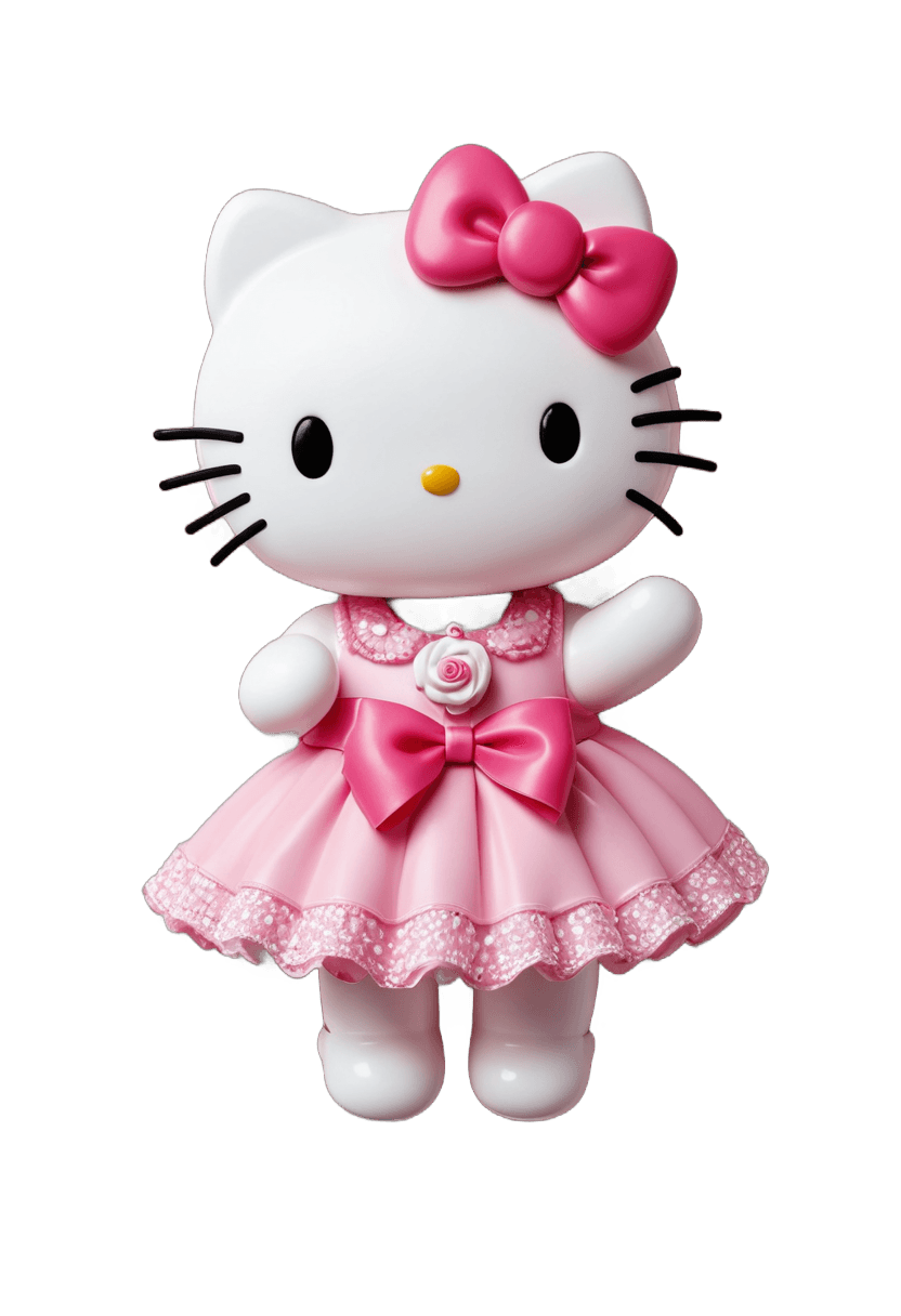 hello kitty,hello kitty 1st birthday png,vinyl toy figurine,anthropomorphic female cat,cute humanoid robot,pvc posable figure