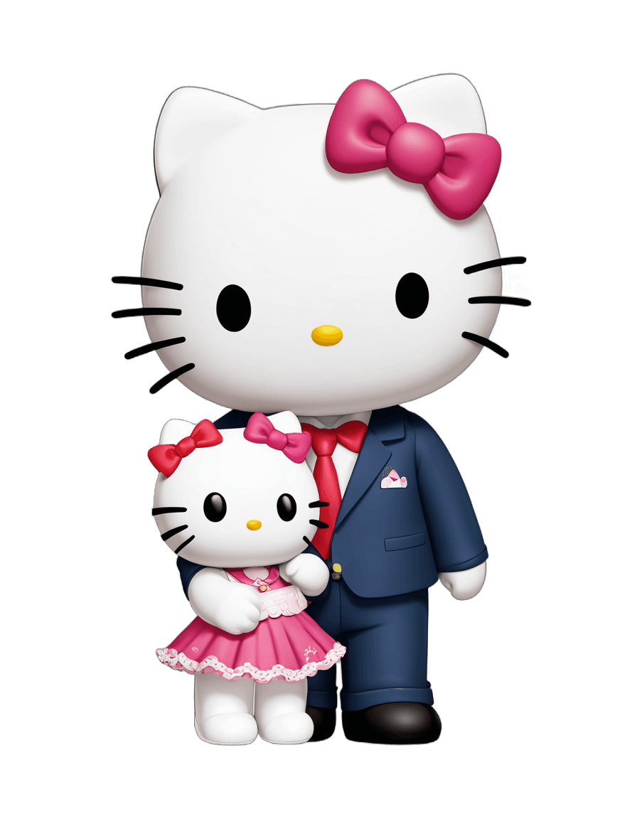 hello kitty,hello kitty and dear daniel png,anthropomorphic cat,anthropomorphic female cat,father figure image,full-body character portrait