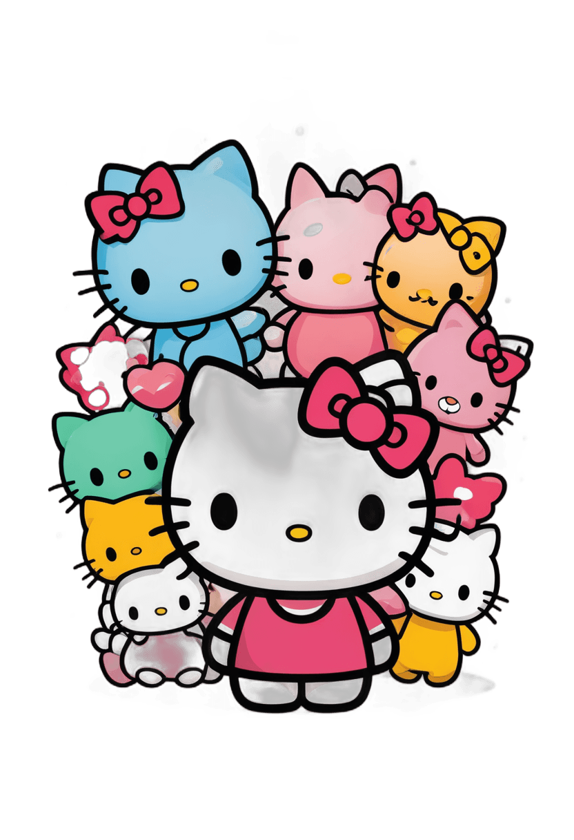 hello kitty,sanrio,cat theme logo,cute cartoon,elokitty,mark ryden style