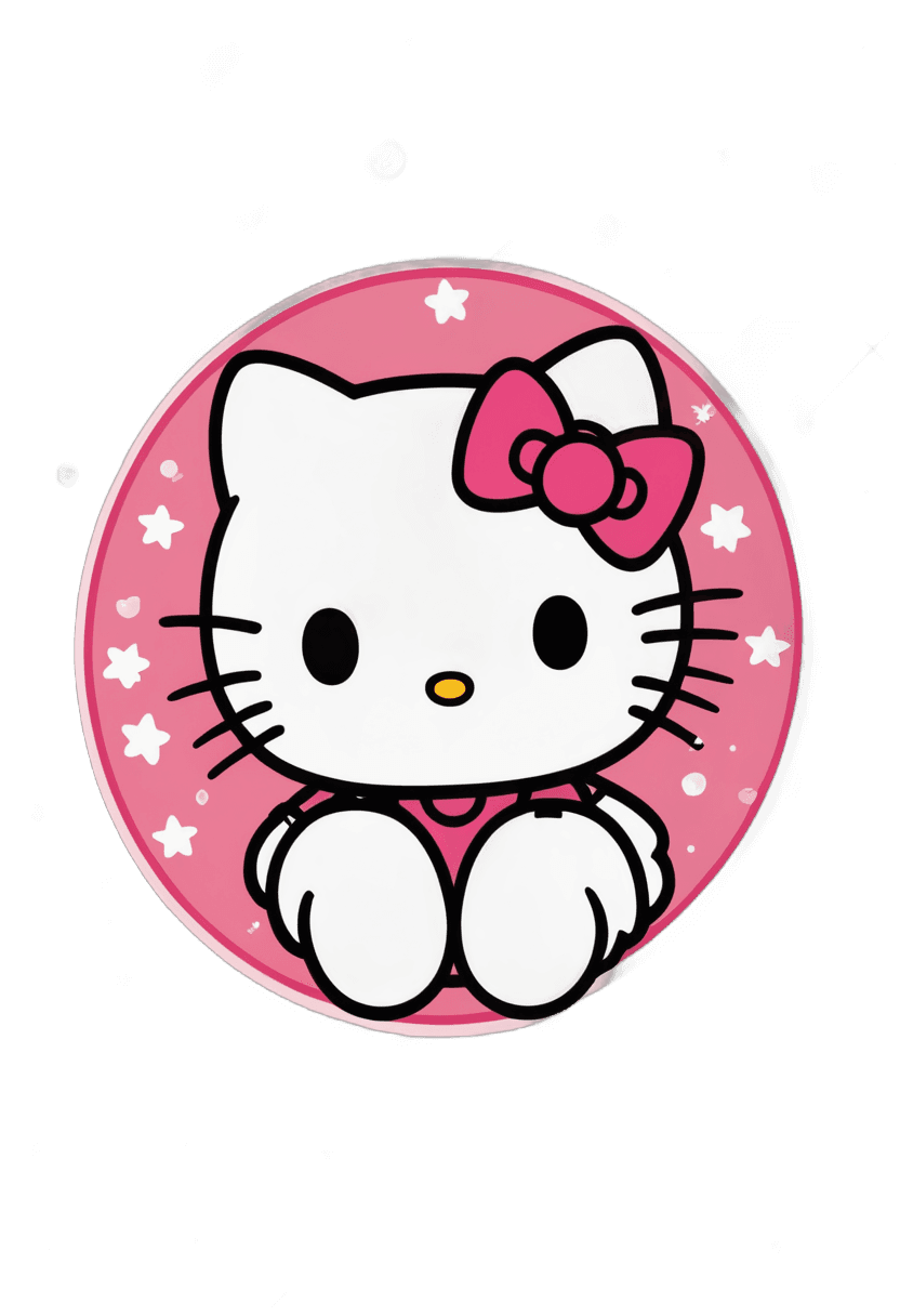 hello kitty,puffy sticker,stickers,anthropomorphic female cat,cat theme logo,holo sticker