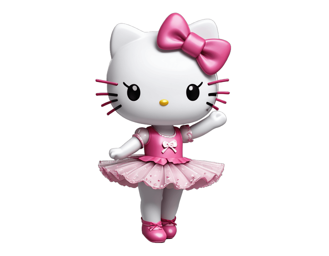 hello kitty,hello kitty ballerina png,vinyl toy figurine,anthropomorphic female cat,pink iconic character,sanrio