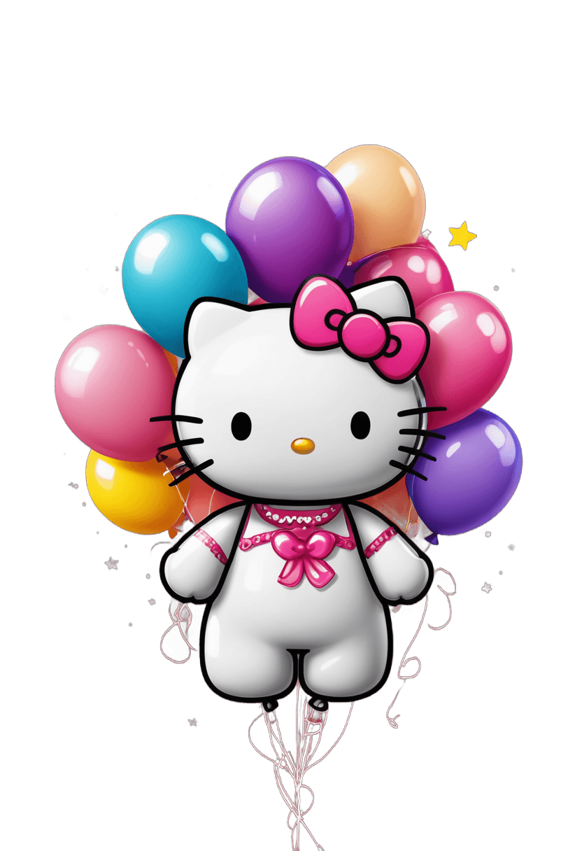 hello kitty, hello kitty globos png, globo, globos, lindo personaje de dibujos animados, globos de fiesta