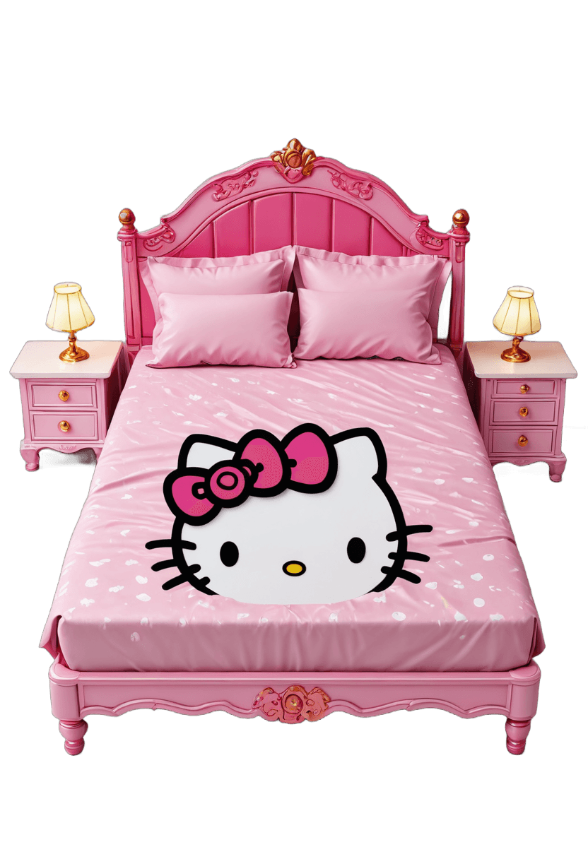 hello kitty,hello kitty cama png,cama,imagen del anuncio,dormitorio,camas