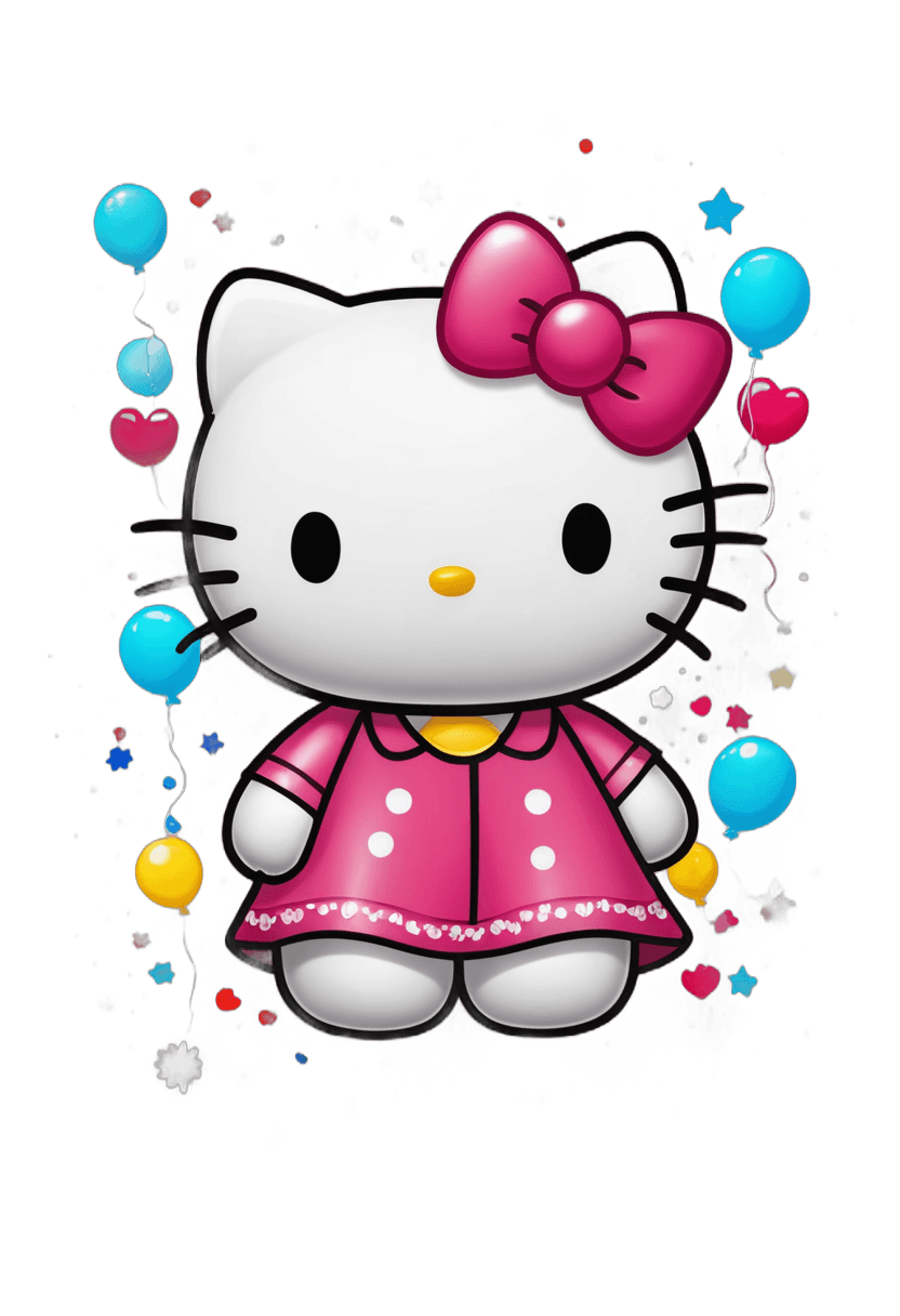 hello kitty,kitty,cartoon image,balloon,flash image,cartoonish cute