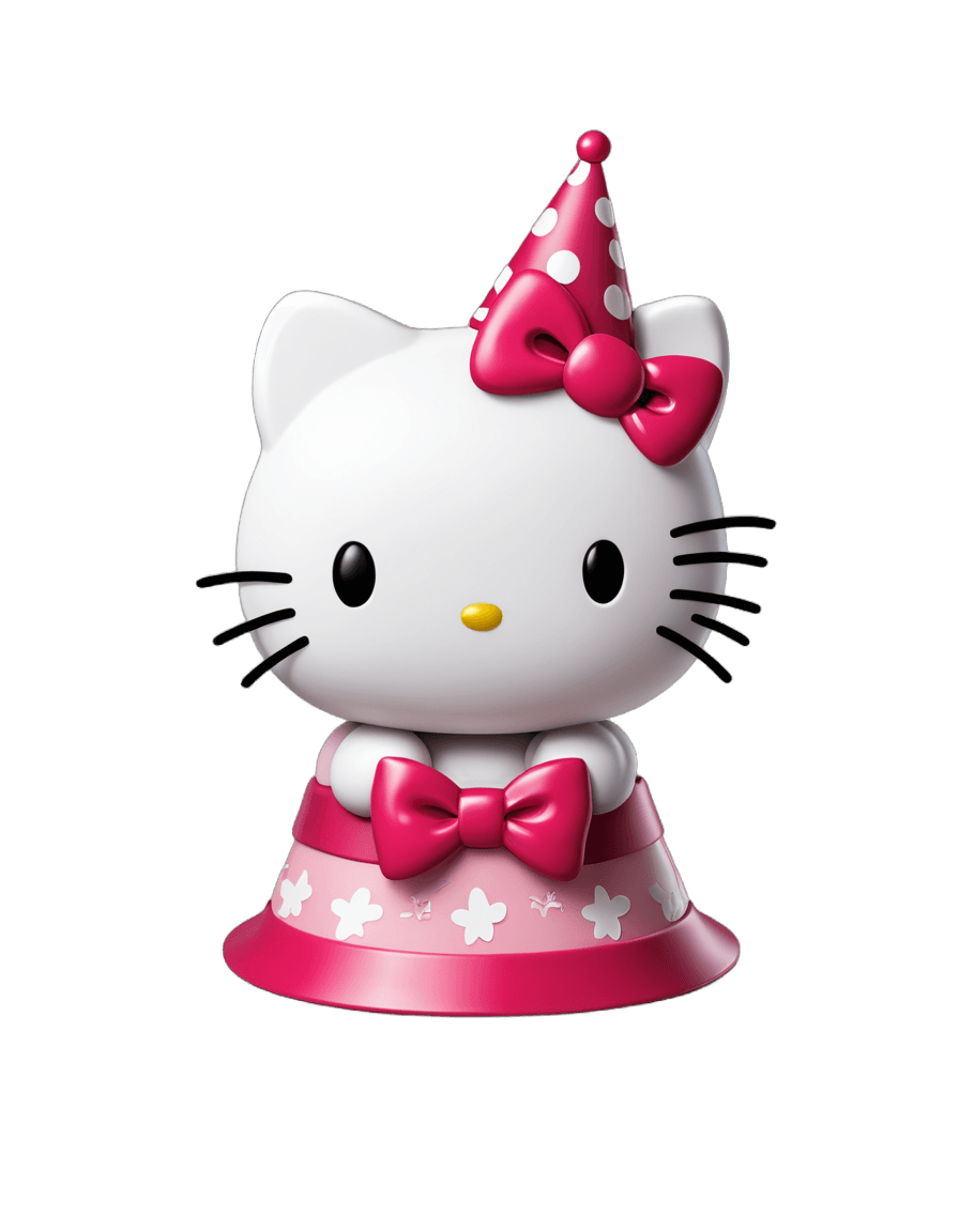 ¡Hola gatita, linda! C4D, gatito, gato hembra antropomórfica, cumpleaños, lindo personaje de dibujos animados