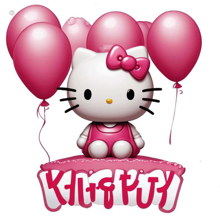 ¡Hola gatito, gatito, sanrio, lindo personaje de dibujos animados, amable! apariencia, globos de fiesta