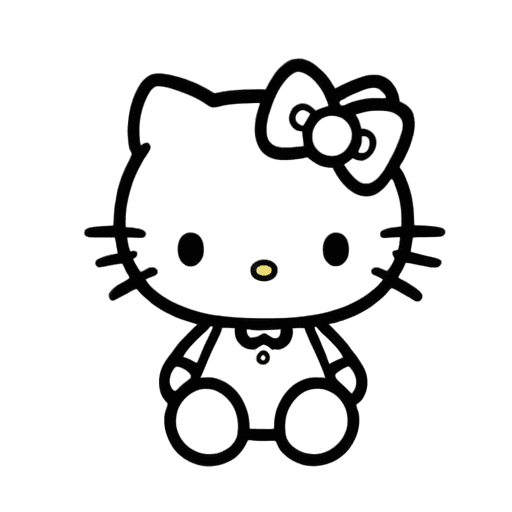 Hello Kitty，Hello Kitty黑白png，轮廓发光