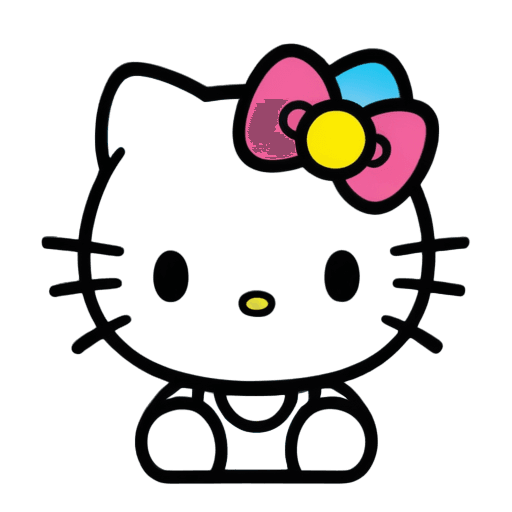 hello kitty,hello kitty blue png,flash image,glowing-eyes-and-mouth,dark black background,black outline