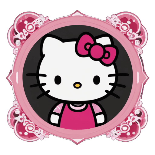 hello kitty, icono de imágenes prediseñadas, pegatina hinchada, pegatinas, icono de personaje, marco de borde blanco