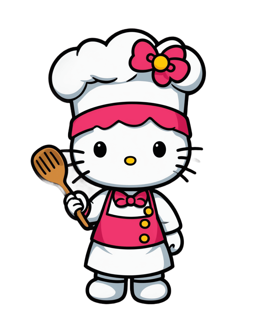 hello kitty,hello kitty chef png,chef hat,cook,sanrio,cooky