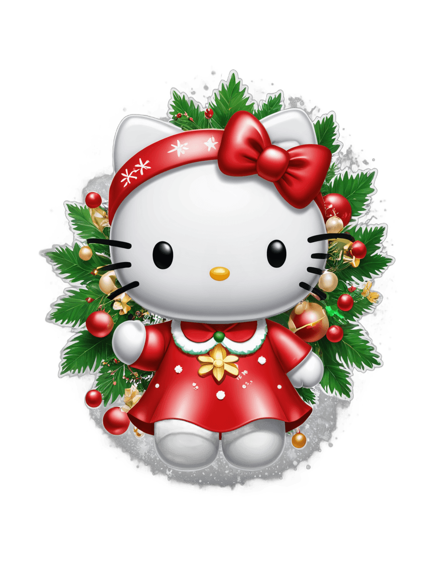 hello kitty,sanrio ornaments,anthropomorphic female cat,cute cartoon character,cute cat,christmas