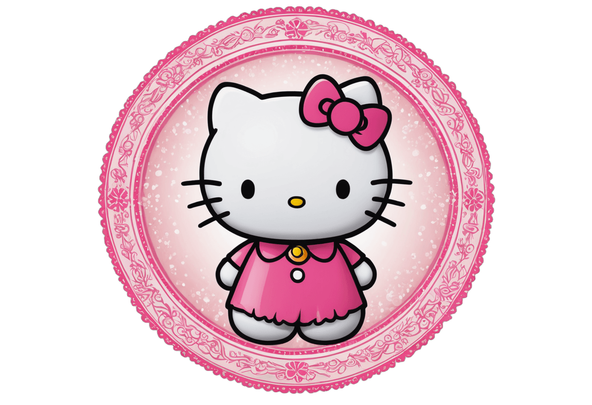 hello kitty,sanrio,clipart icon,puffy sticker,personify,pink iconic character