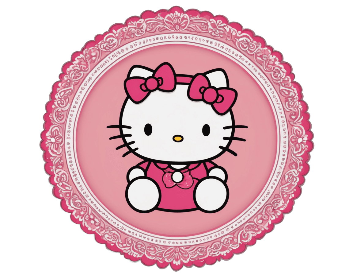 Hello Kitty，Hello Kitty 圆形框架 png，盘子，盘子上，拟人化母猫