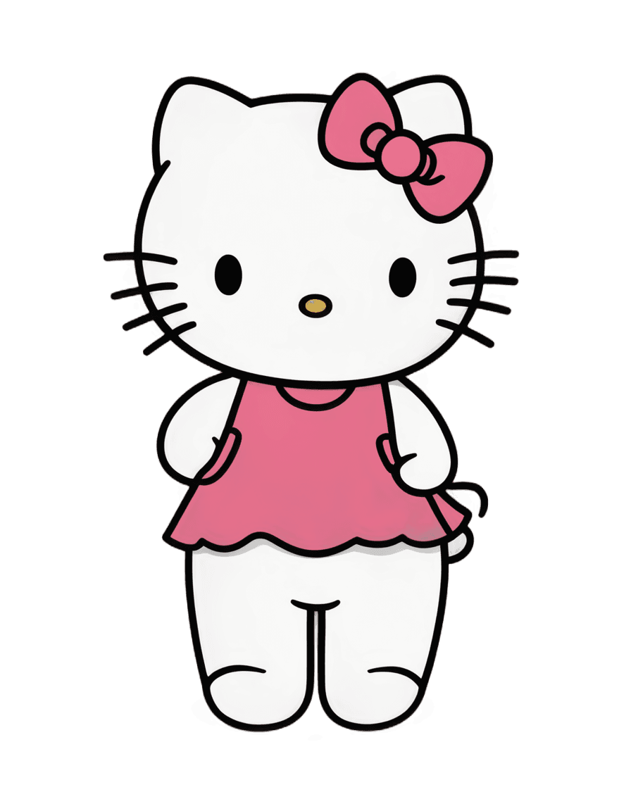 hello kitty,anthropomorphic female cat,cute cartoon character,kitty,full body mascot,vinyl toy figurine