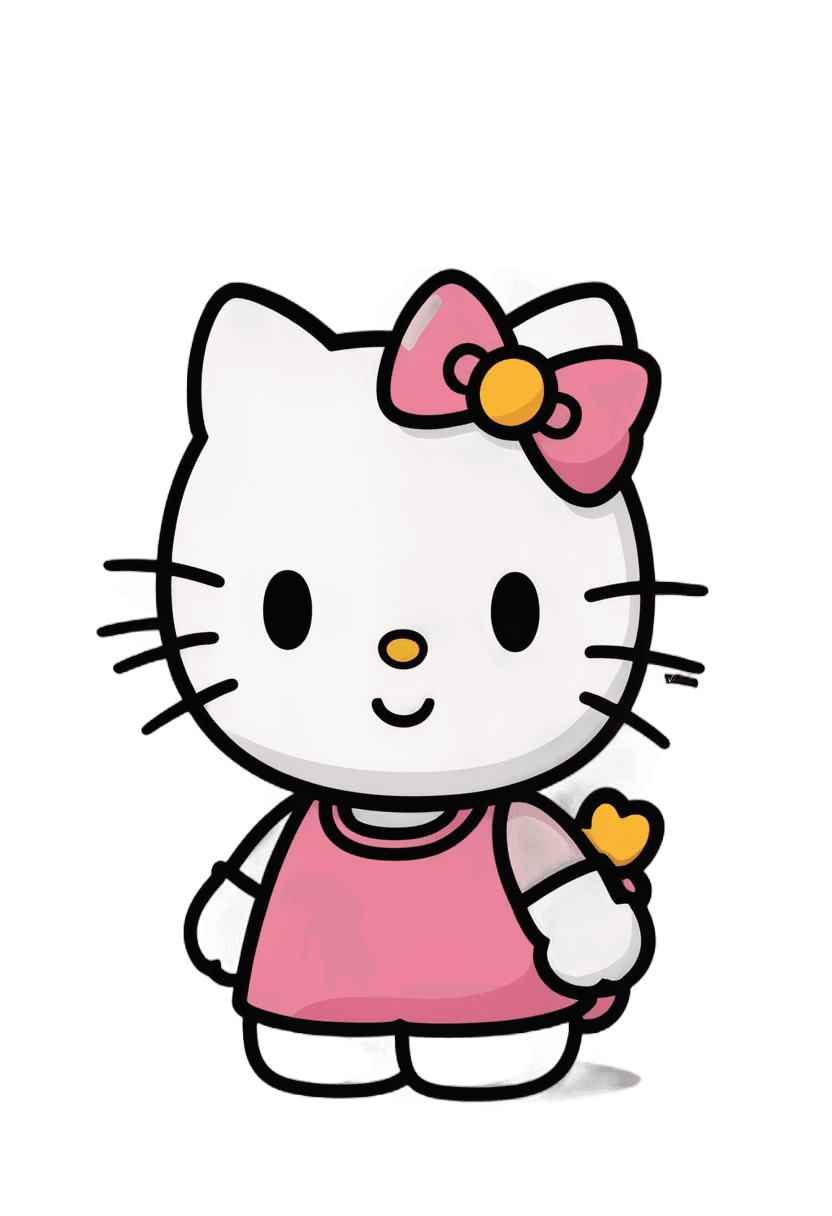 hola kitty, lindo caricaturesco, linda chica kawaii, lindo estilo de dibujos animados