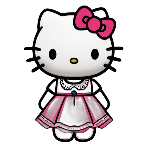 hello kitty,airbrush dark dress,dark astral dress,mark ryden style