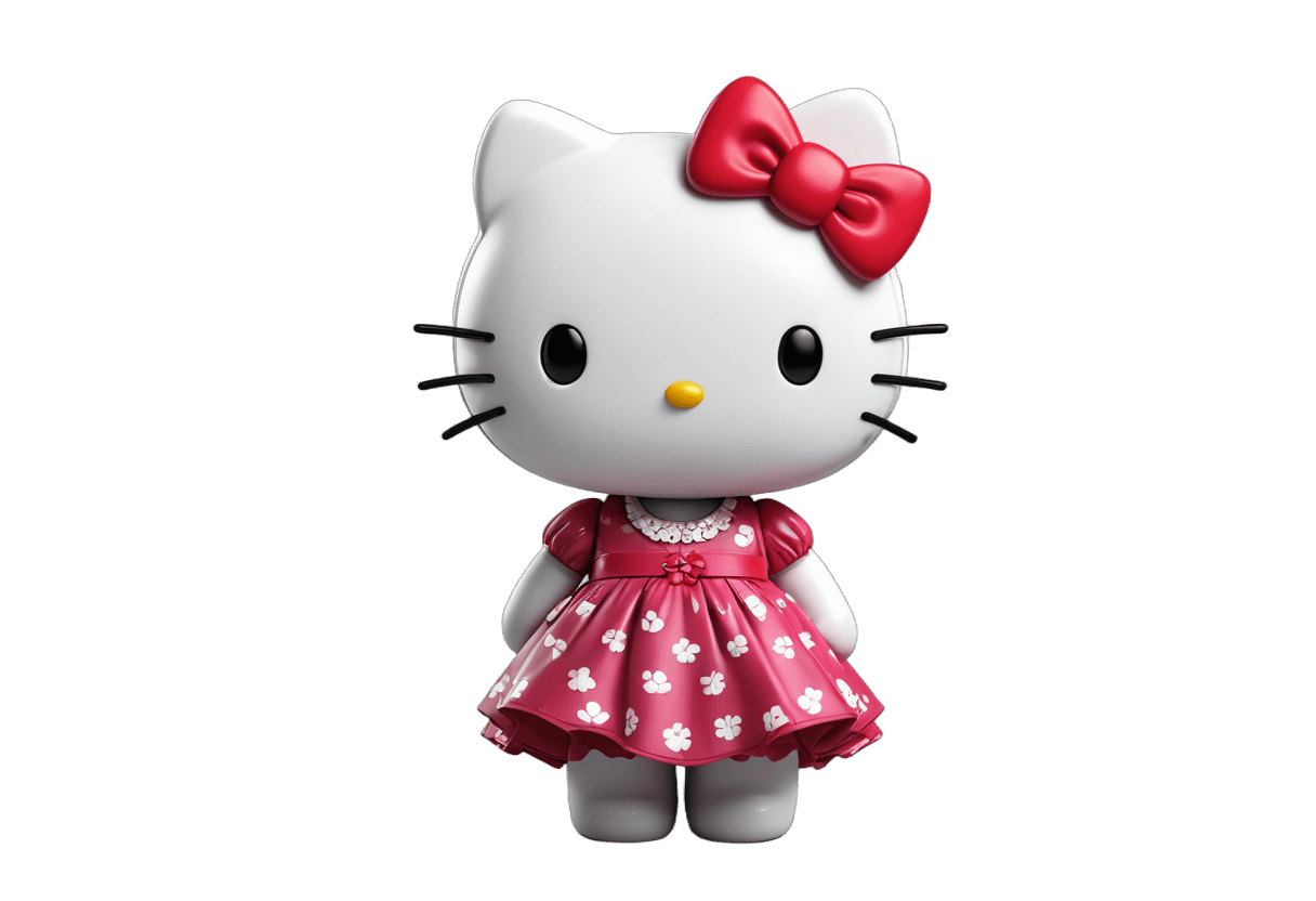 Hello Kitty，乙烯基玩具小雕像，可爱！C4D，可爱的人形机器人，拟人化的母猫，小猫