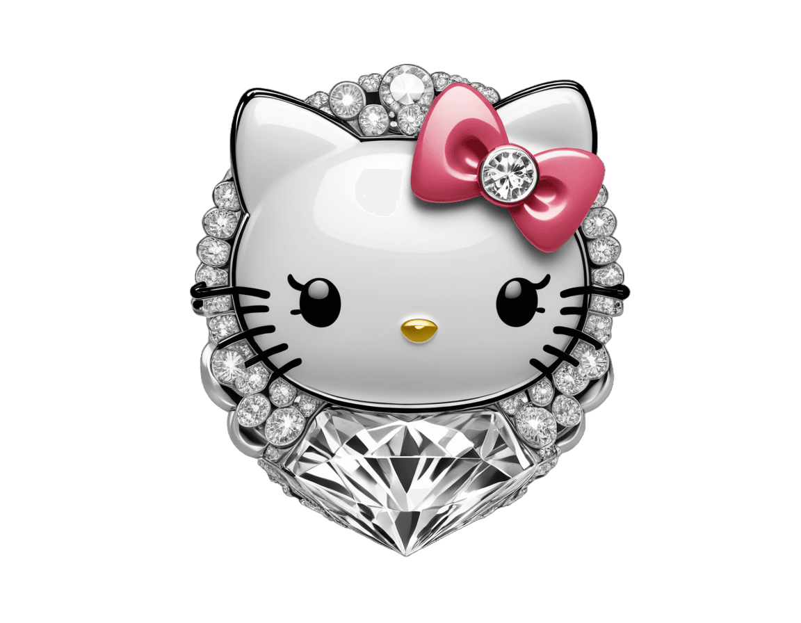 ¡Hola gatito, anuncios de anillos de compromiso, diamantes grandes, lindo! C4D, Diamantes Blaze, Sanrio