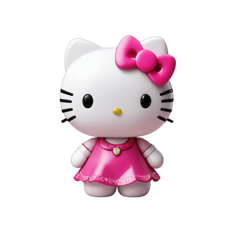 Hello Kitty，可爱的人形机器人，人工智能公主，卡哇伊总部渲染，全机器人！！猫，粉红色的标志性人物