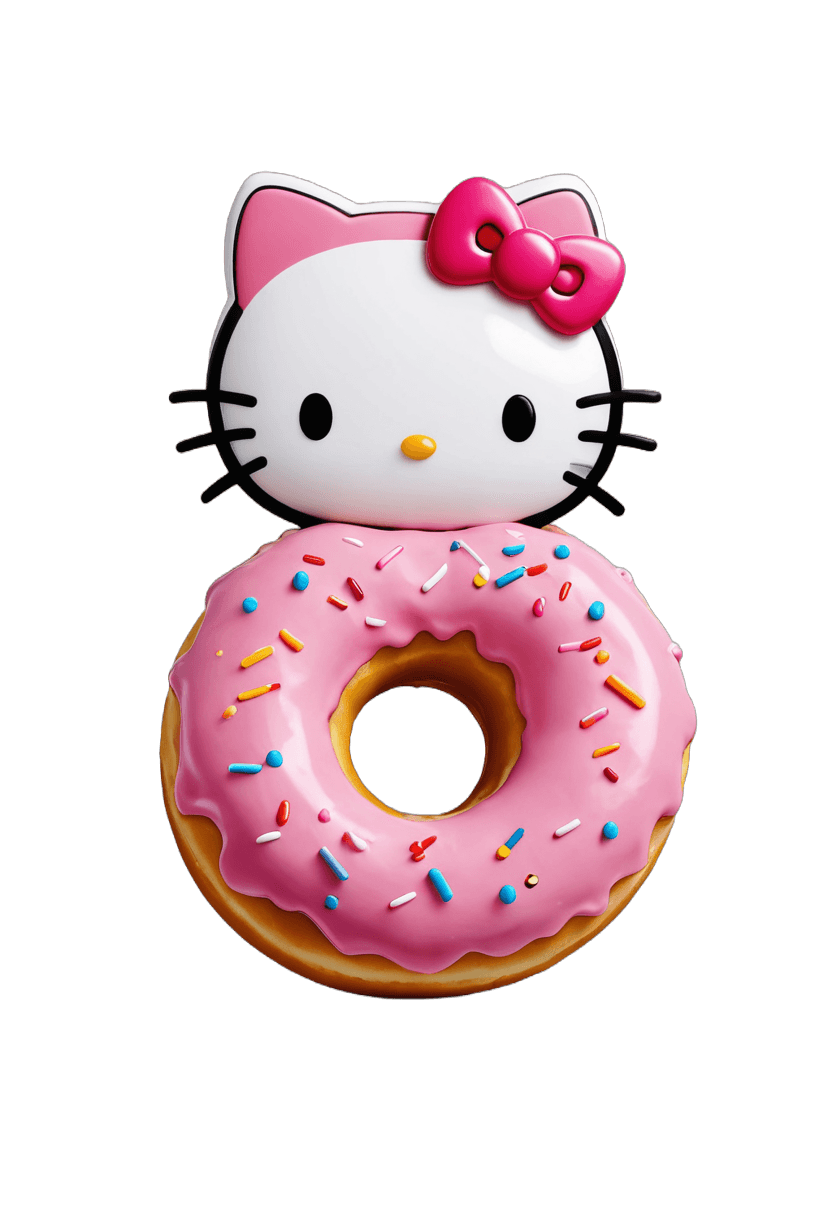 Hello Kitty, Hello Kitty Donut Cabeza Icono PNG, Donut, ¡Lindo! C4D, anillo, figura de juguete de vinilo