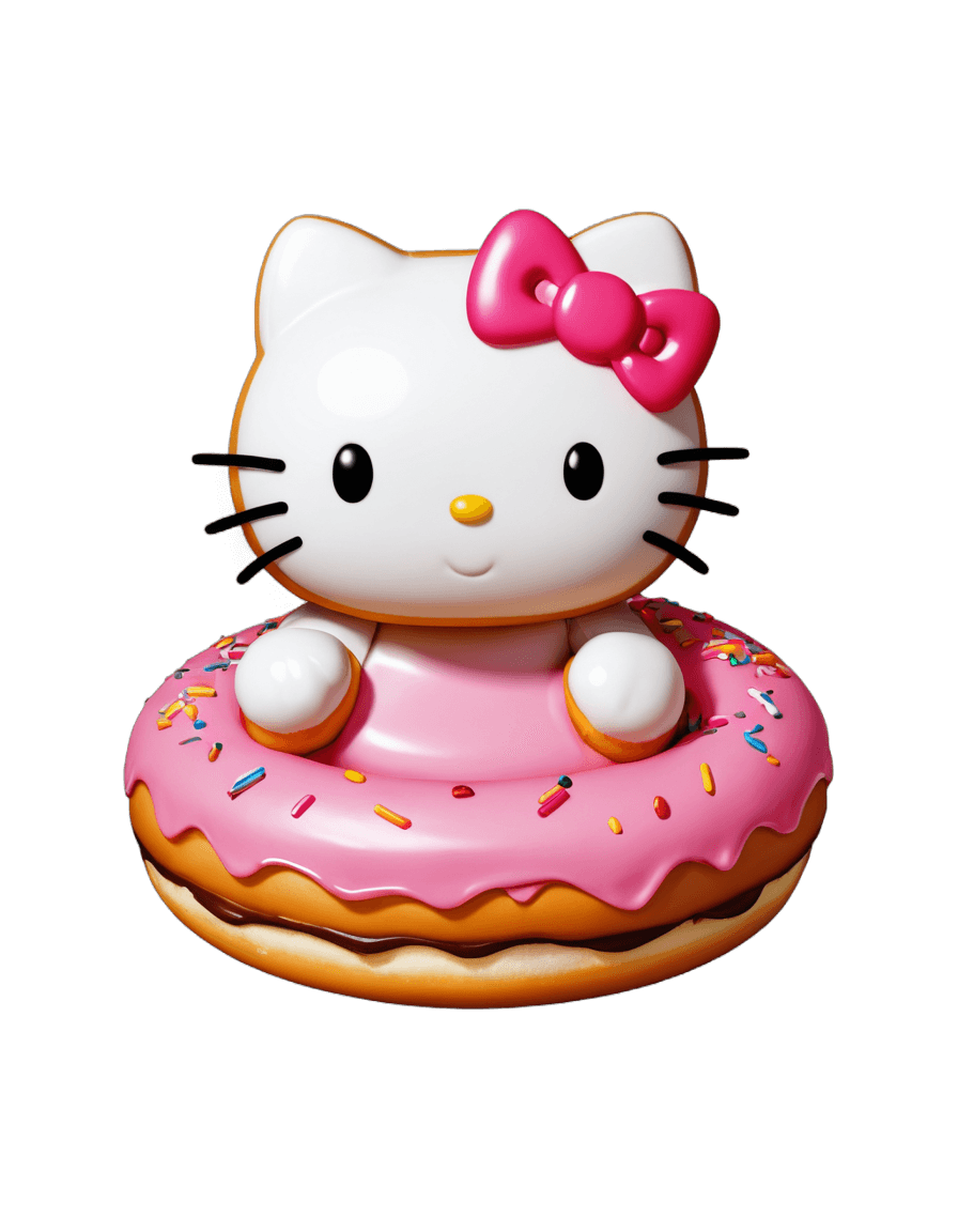 Hello Kitty，Hello Kitty甜甜圈头PNG图标，剪贴画图标，手机游戏资产，3D游戏对象