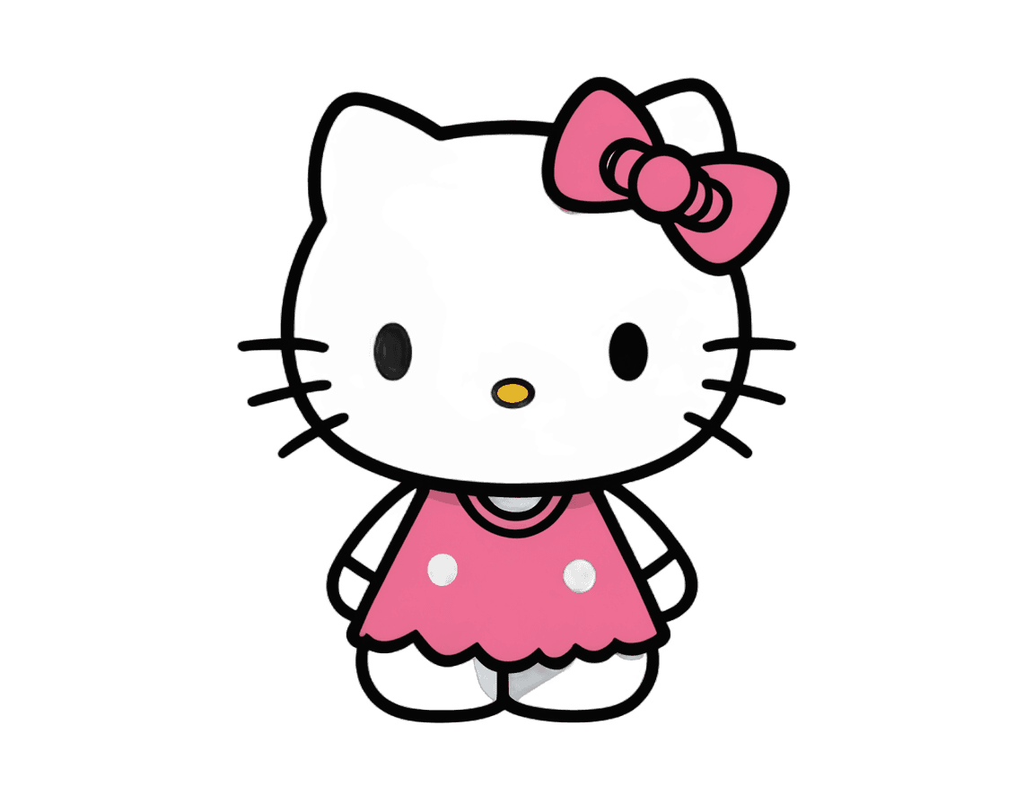 hello kitty,hello kitty emoji png,black cat,black color background,sanrio,cute cartoon character