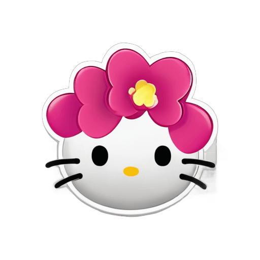 hello kitty,stickers,shower cap,flower in hair,cute! c4d,clipart icon