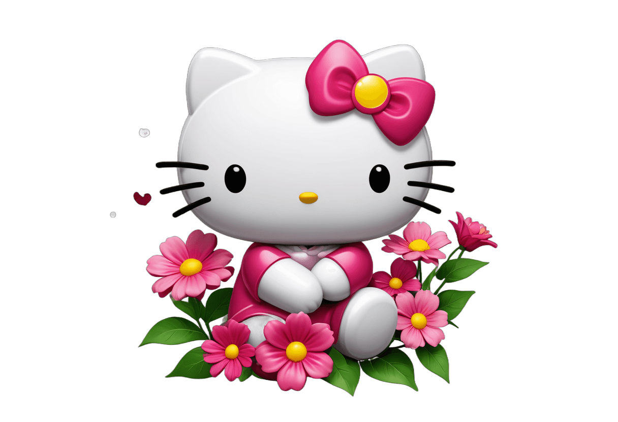 hello kitty,hello kitty flowers png,cute cartoon character,a cute cat,anthropomorphic female cat,clipart icon