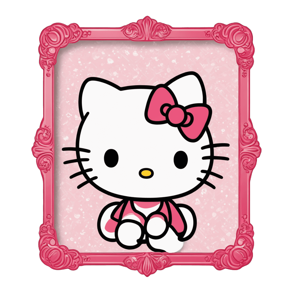 hello kitty,hello kitty frame png,white border frame,white frame border,sanrio,frame around picture