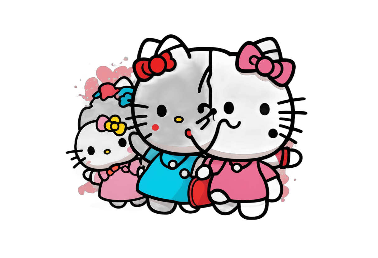 Hello Kitty, Estilo Mark Ryden, Manchas de carbón, Rayos X HD, Cara negra