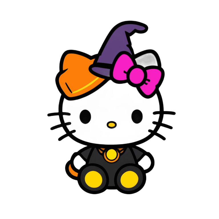 Hello Kitty, Sombrero De Bruja Negra, Tema De Halloween, Elokitty, Tema Espeluznante De Halloween, Noche De Halloween Espeluznante