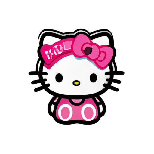 hello kitty, personaje icónico rosa, gorro de ducha, rapero, lindo caricaturesco, hip - hop