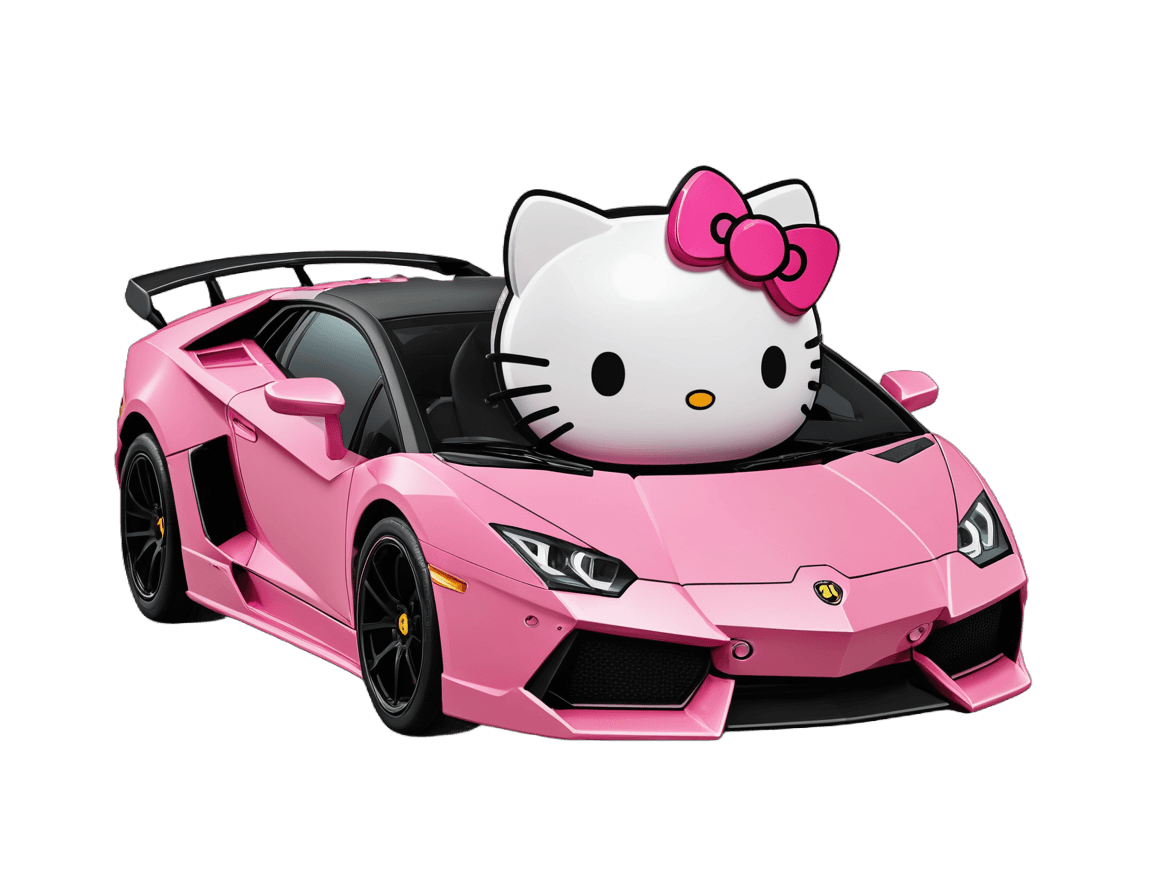 Hello Kitty, Kitt, Lamborghini, Render HD de lujo, Coche, Sanrio