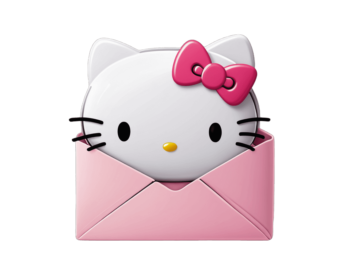 Hello Kitty, correo electrónico, franqueo, texto de diálogo, hola, buzón