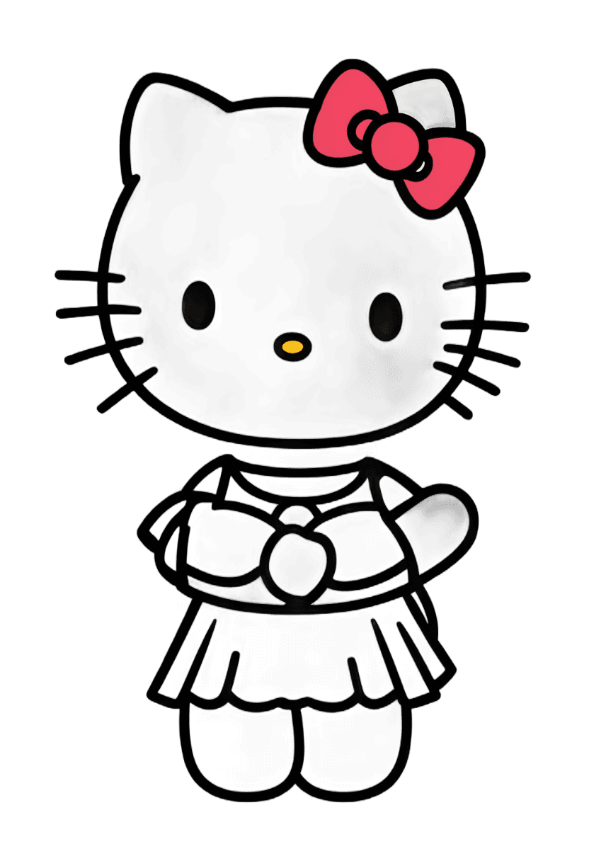 Hello Kitty，Hello Kitty轮廓png，完全黑暗背景，chiaoscuro，黑暗!!,全黑暗