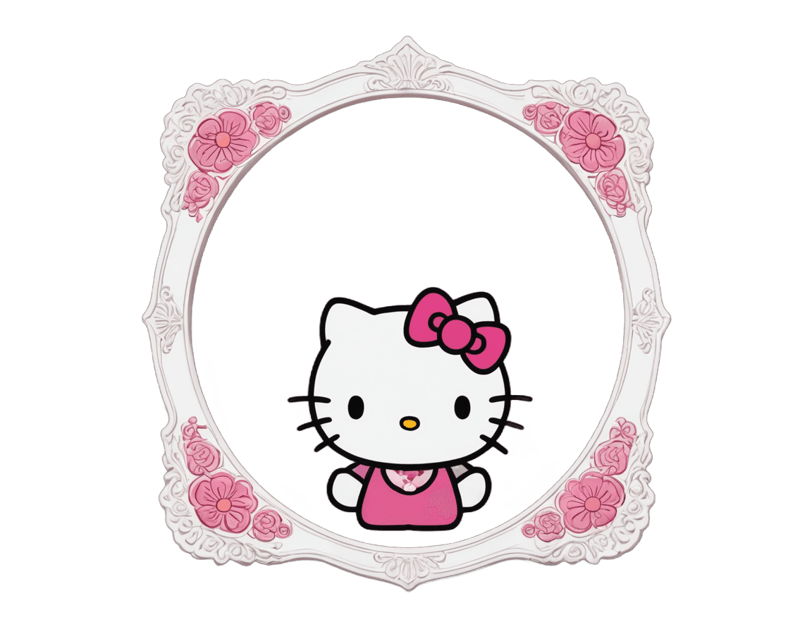 Hello Kitty, marco de borde blanco, tamaño de retrato, sanrio, marco de tarjeta, foto de perfil 1024px