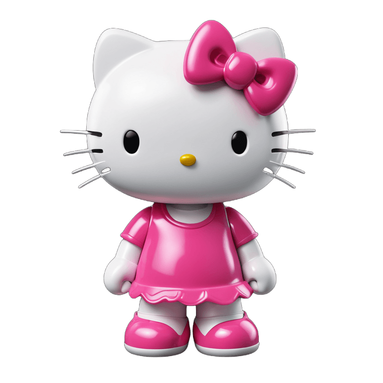 Hello Kitty，乙烯基玩具小雕像，可爱！C4D，拟人化的母猫，粉红色的标志性人物，可爱的卡通人物