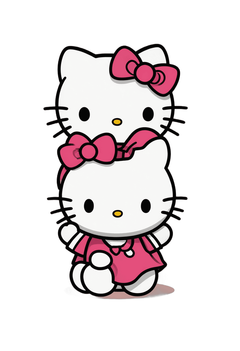 hello kitty,3 heads,two headed cat,sanrio,cute!! chibi!!! catgirl,totem pole