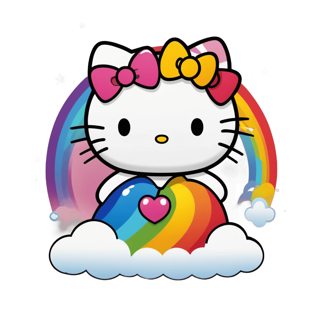 hello kitty,hello kitty rainbow png,rainbow,rainbow bg,rainbow background,kawaii cat