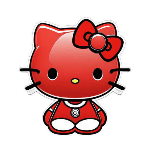 hello kitty,sanrio,cute cartoon character,color red,kitty,red dot