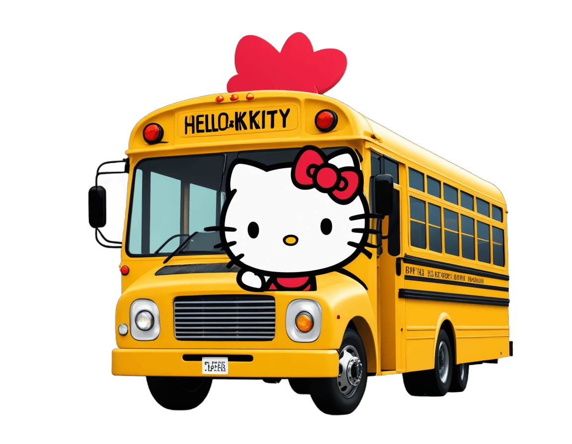 Hello Kitty，Hello Kitty校车PNG，三丽鸥，elokitty，kikis送货服务，电报贴纸