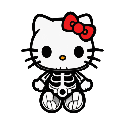 Hello Kitty,Hello Kitty Skeleton Funko PNG,Bony,Sanrio,Xray HD,Esqueleto Anatómicamente Preciso