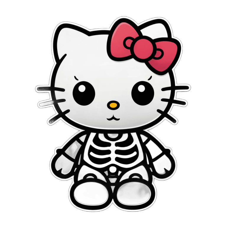 hello kitty,goth cybersuit,endoskeleton,cute cyborg girl,cute skeleton