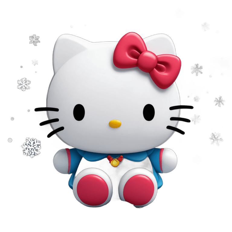 Hello Kitty，Hello Kitty Snow Png，可爱！C4D，三丽鸥，可爱卡通，雪落