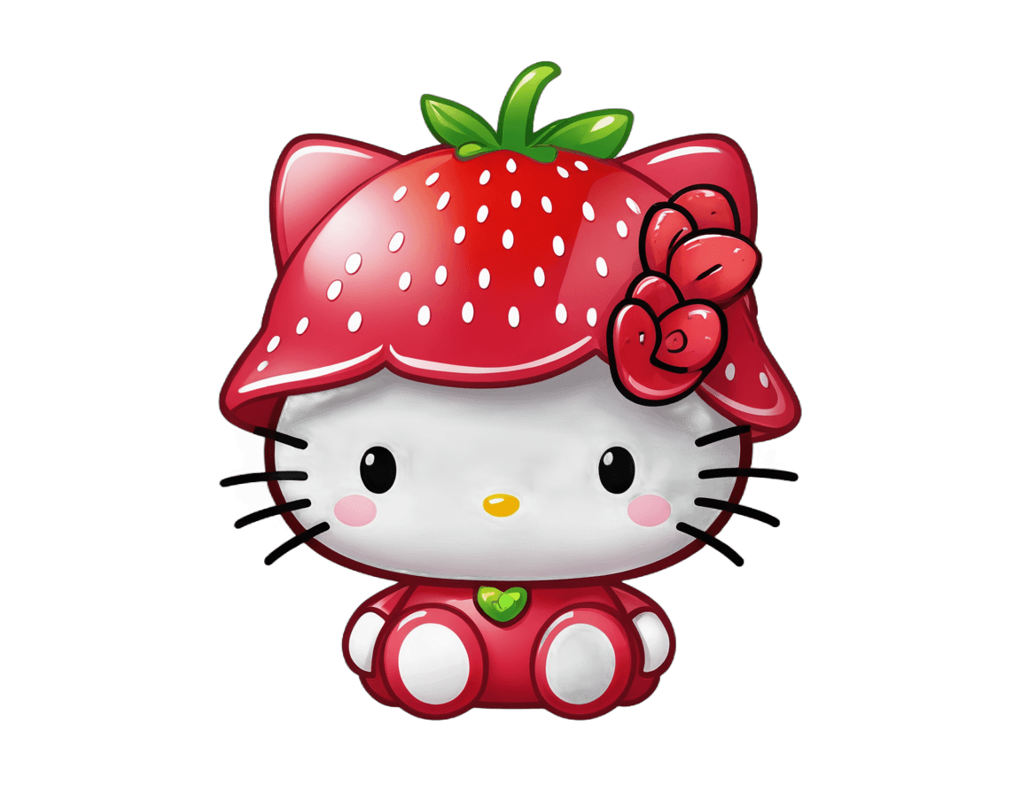 hello kitty,hello kitty strawberry png,strawberry,kitty,elokitty,cartoonish cute